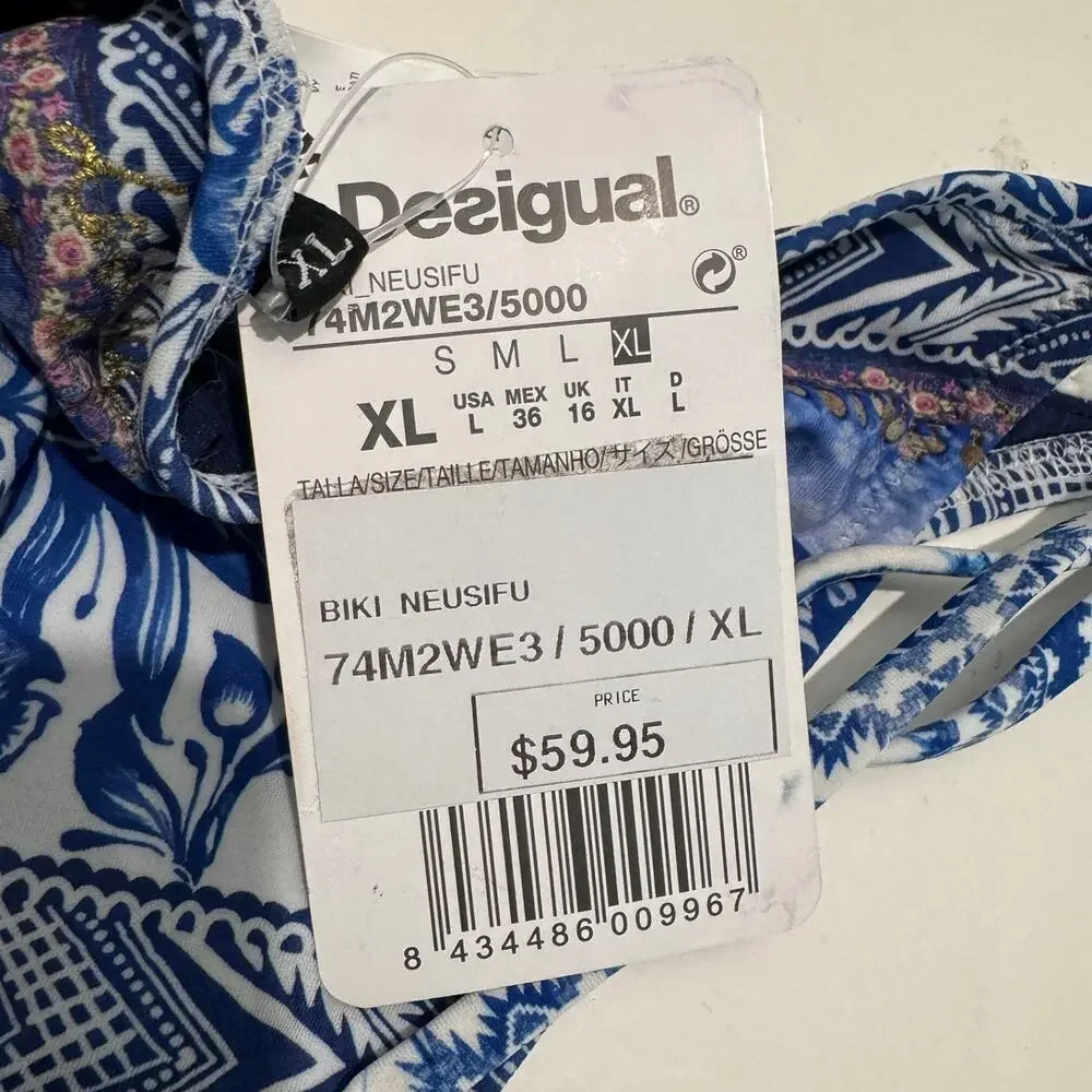 DESIGUAL NWT $59 Neusifu String Bikini Bottoms Size XL (US Size L)